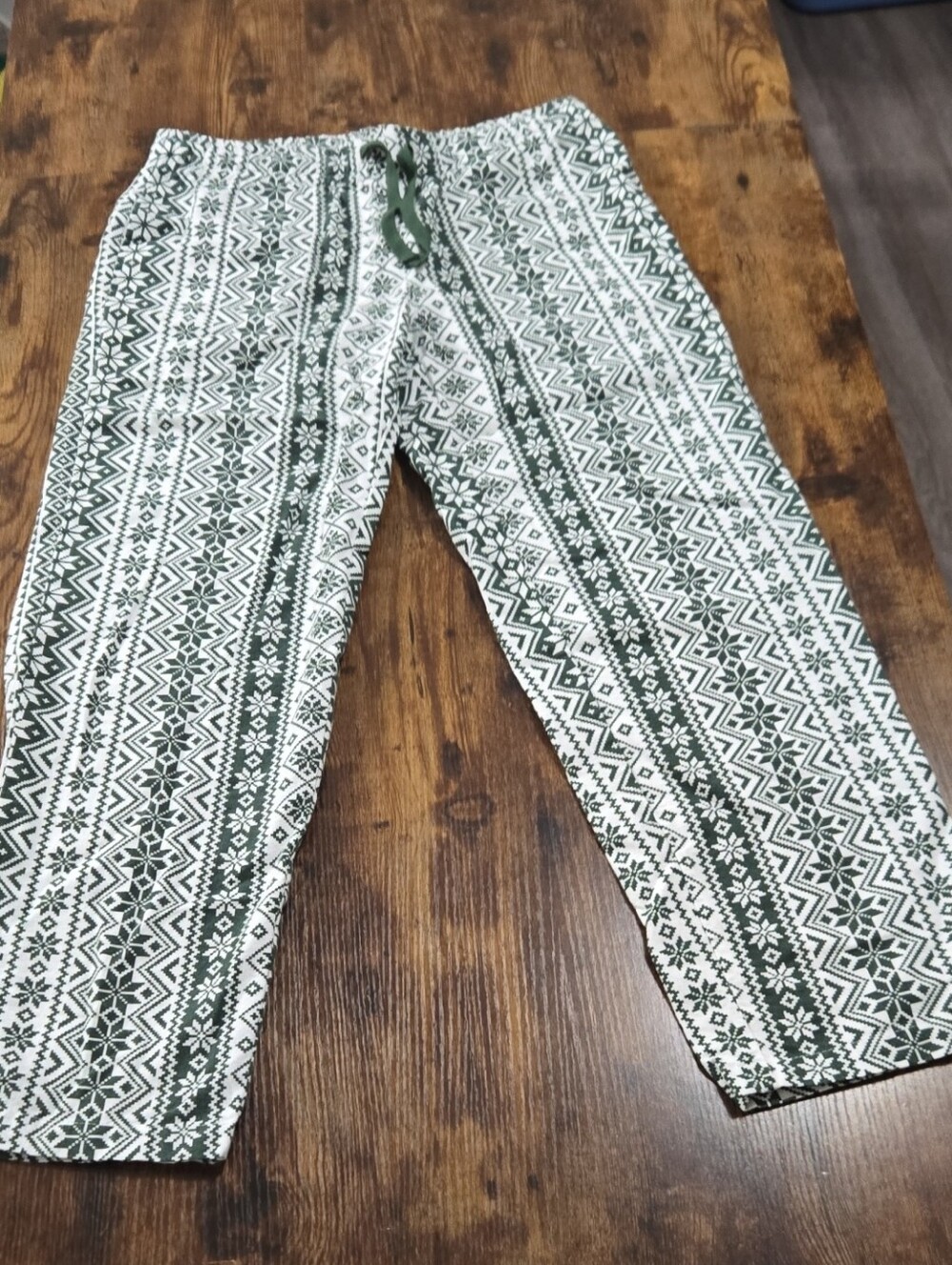 Men's Green & White Patterned Drawstring Lounge Pants
